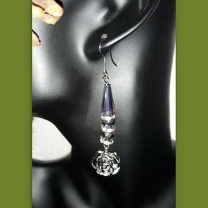 Women's Purple and Silver Fashion Earrings